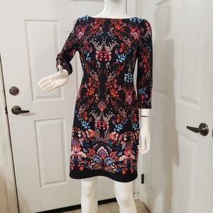 Vince Camuto Black Dress with Vibrant Floral Design